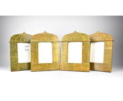 A Set of Four Gilt Painted Wooden Easel Back Photo Frames in the Indian Style, 27cms by 20cms 
