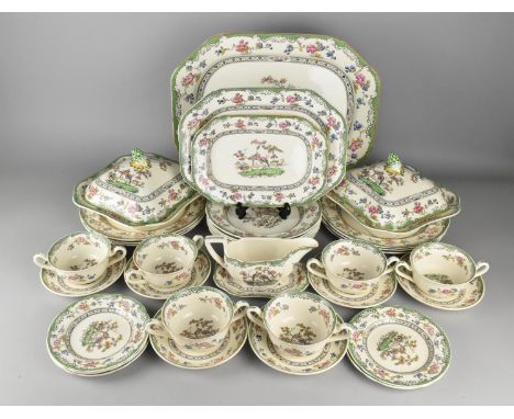 A Copeland Spode Eden Dinner Service to Comprise Three Graduated Platters, Six Large Plates, Six Small Plates, Six Soup Bowls