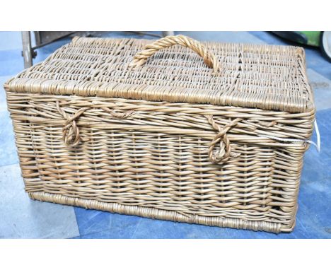 A Vintage Wicker Hamper Containing Various Kitchenalia to include Viners Butter Dish, Cups, Mugs Etc 