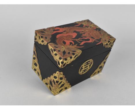 An Oriental Brass Mounted Rectangular Playing Card Box, 11.75cms Long 