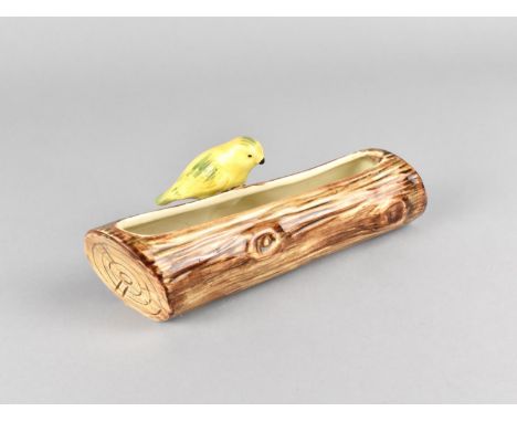 A Vintage Portland (P.P.C) Pottery Planter in the Form of a Log with Yellow Bird 