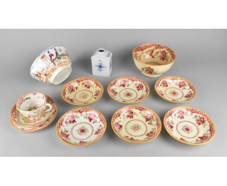 A Collection of Various 19th Ceramics to Comprise 'Newhall' Style Bowl with Oriental Cartouche, Meissen Porcelain Caddy etc (