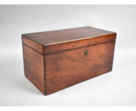 A Late 19th Century Mahogany Two Division Tea Caddy with Centre Glass Mixing Bowl, 30cms Wide 