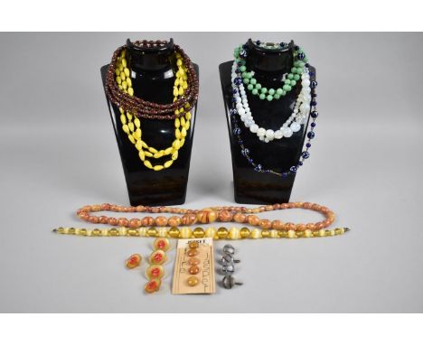 A Collection of Various Glass Bead Necklaces to include Opaline Style Beads, Faux Jade Beads Etc together with a Collection o