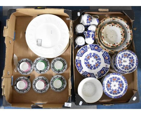 A Collection of Various Ceramics to include Six Royal Worcester Coffee Cans and Saucers with Black Green and Pink Geometric D