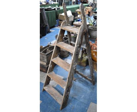 A Vintage Wooden Five Step Step Ladder 