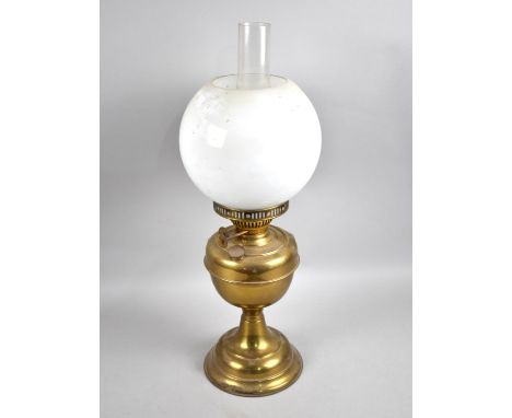 A Mid 20th Century Brass Oil Lamp, 53cms High Overall 