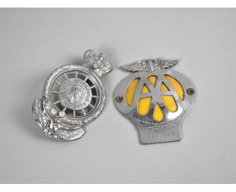 A Vintage Chromed Royal Automobile Club Badge together with a Vintage AA Badge 