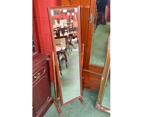 A large over mantel mirror, gold painted frame; a cheval mirror (2)