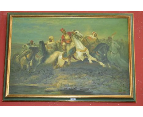 Sowriq (20th century)
Attack of the Arabian Army
oil on canvas, signed, dated '85, 60cm x 90cm