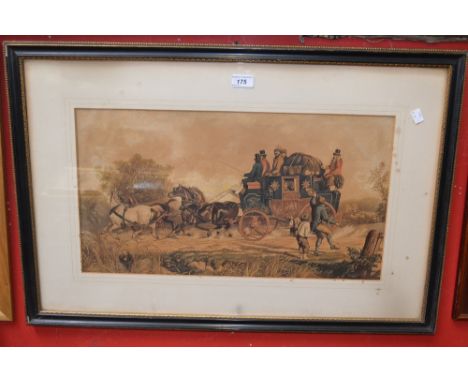 A 19th century coaching print, London Bath & Wells, Royal Mail