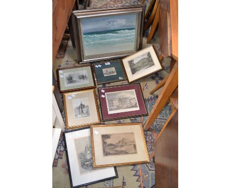 Auth G Burwell
Rolling Waves
oil on canvas, signed, 29cm x 39cml

Preston Cribb
Loch Lomond
print, framed, 15cm x 22cm;  etc.