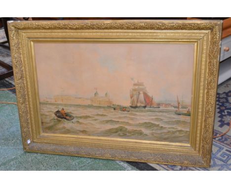 B Hardy, Greenwich Hospital, planograph print, gilt framed