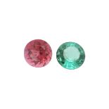 Turmalin Paar 3.81 ct.. Durchmesser 7.67 mm. Hoehe 4.54 mm