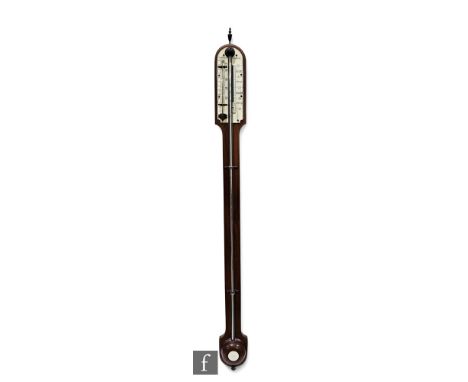 A 20th Century George III style mahogany stick barometer by Cameron Liverpool, damages, height 34cm. 