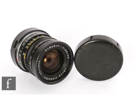 A Leitz Elmarit-R&nbsp;28mm f/2.8 lens, serial number 2543825. 