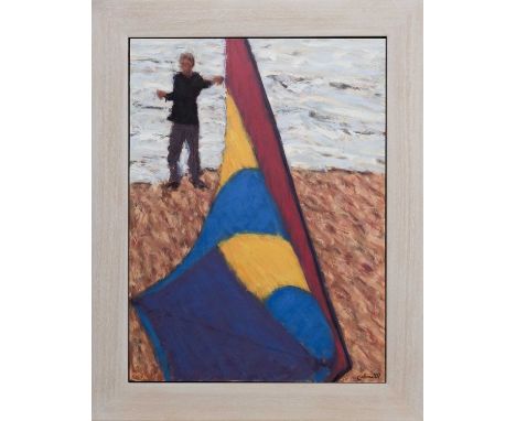 * DAMIAN CALLAN (SCOTTISH b. 1960), CLOSE-UP KITES oil on board, signed and dated '07, titled verso framedimage size 65cm x 4