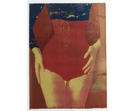 ANNE FORTE, RED CORSET lithograph, signedmounted, framed and under glass48cm high x 37.5cm wide