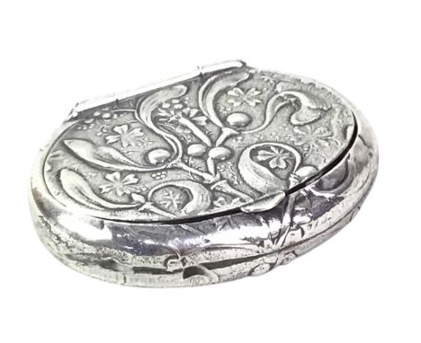 SILVER AND MOTHER OF PEARL FRUIT KNIFE, AND A PILL BOX the blade marked for Birmingham, along with a white metal pill box