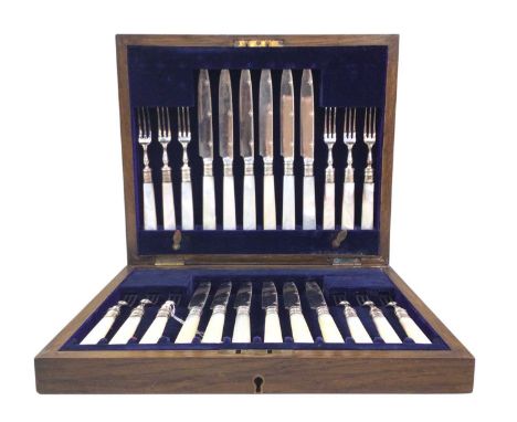 SUITE OF WALKER & HALL SILVER PLATED FLATWARE, ALONG WITH A FURTHER SUITE OF SILVER PLATED FLATWARE each housed in original f