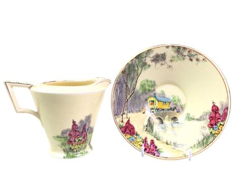ROYAL WINTON TEA SERVICE, GYPSY CARAVAN comprising six cups, six saucers, six side plates, milk jug and sugar bowl