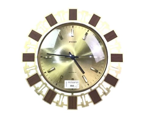 STAIGER QUARTZ WALL CLOCK, AND OTHER ITEMS along with a glass vase, a West German vase, a wooden sculpture and a twin handled