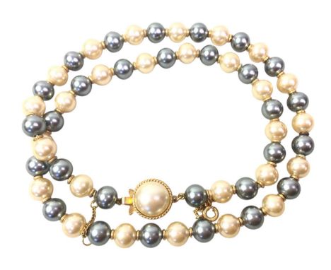 PEARL NECKLACE, AND  A BEAD BRACELET with silver chain, along with a bead braceletQty: 2