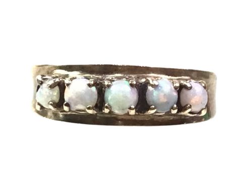 OPAL FIVE STONE RING, in nine carat goldQty: 3gSize N/O