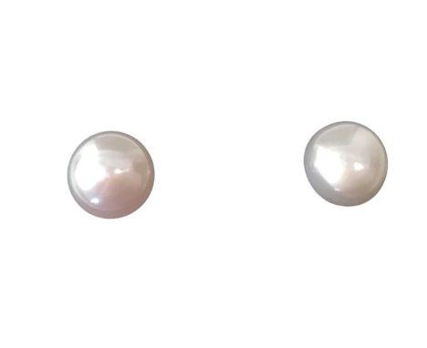 PAIR OF EARRINGS, each set with a pearl, possibly gold, though unmarked7mm these are pearls