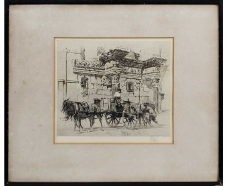 WILLIAM WALCOT RBA RE (SCOTTISH 1874 - 1943), FORUM OF MINERVA etching on paper, signed, titled label versomounted, framed an