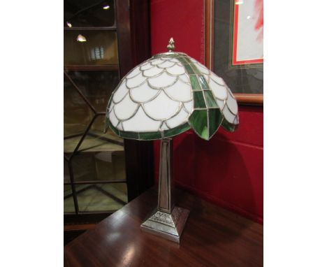 A Tiffany style modern lamp, shade slightly bent 