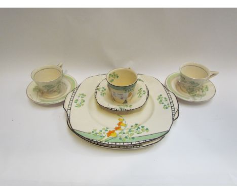 Burleigh ware and solian coffee cans, saucers and plates