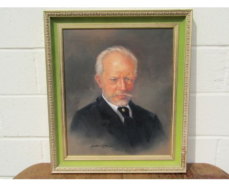 A portrait depicting Pyotr IIyich Tchaikovsky 1841-1893, modern oil on canvas, signed and dated '06, 60cm x 50cm