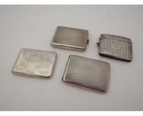 Four silver engine turned silver vestas, various makers and dates