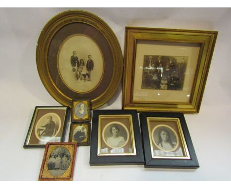 Various Victorian portrait photographs, framed and glazed