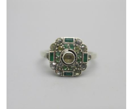 A vintage Art Deco cluster ring, J 