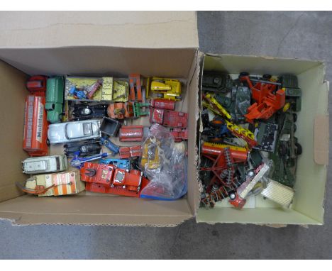 A collection of die-cast model vehicles, including military, Ben. Bros. and Corgi, playworn and some a/f 