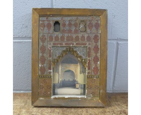 A 19th Century Moroccan model facade, 26cm x 34.5cm, one window grill a/f 