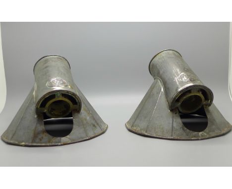Two metal lamp shades, Miller, Piccadilly, London maker 