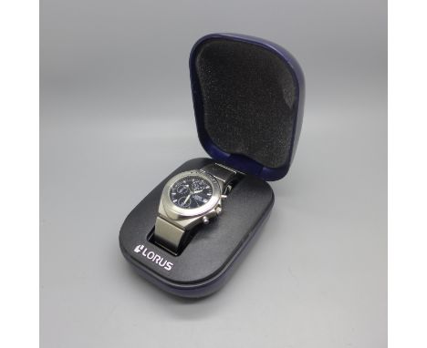 A gentleman's stainless steel Lorus Fusion chronograph wristwatch 