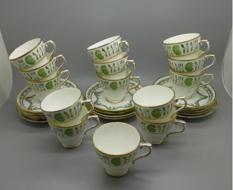 Fourteen Hammersley Green Leaves coffee cups and saucers