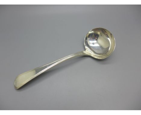A William IV Scottish silver ladle, Edinburgh hallmark, Marshall &amp; Sons, 62g, date letter worn 