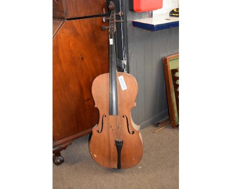 An antique cello, no makers label noted, sold for restoration, 128cm high