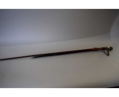 Base metal topped swagger stick together with a further horn handled walking cane