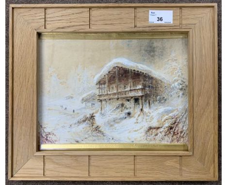 Elijah Walton RA (British,1832-1880), inscribed on backboard "Winter near Grindelwald, Swiss - Elijah Walton 1873". Additiona