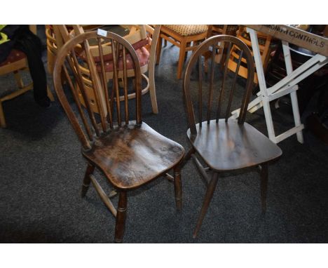 Pair of stick back dining chairs