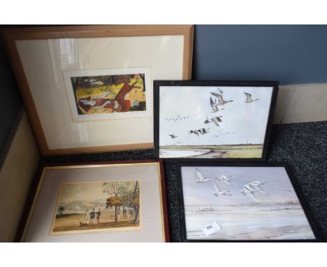 4 mixed prints and watercolour pictures/paintings