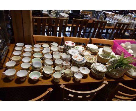 Large quantity of mixed china tea wares to include cups and saucers