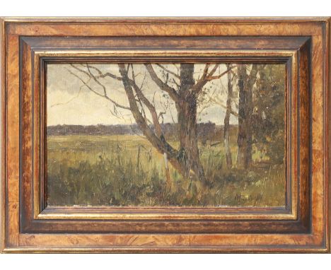 Heinisch, Carl-Adam (1847 Neustadt/Schlesien - München 1923) Waldrand in der Dämmerung. Öl/Lwd./Karton, re. u. sign., verso E