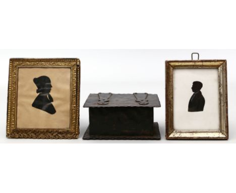 Herren- und Damenportrait als Schattenrisse. Verschiedene Techniken, D. ca. 5x 2,5 bzw. 6,5x 4 cm. 19. Jh. Je im R. Beigegebe